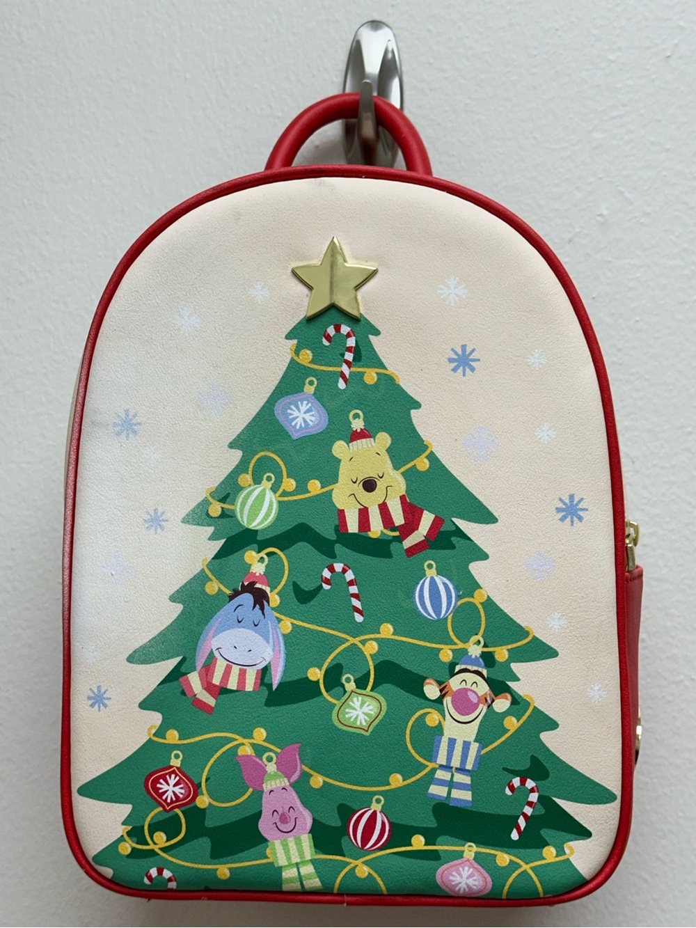 NWT Disney Holiday Winnie the Pooh Christmas Tree Mini Backpack - Red Trim